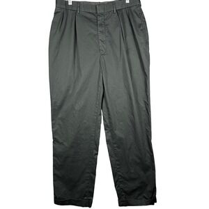 VTG Polo Ralph Lauren Pleated Trousers Men 35 Black Cotton Cuffed Straight Pants